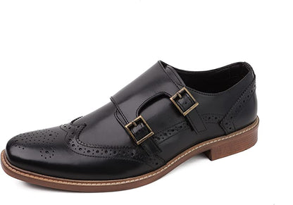 DIVCHI Men Monk Shoes Slip Buckle Strap on Loafers