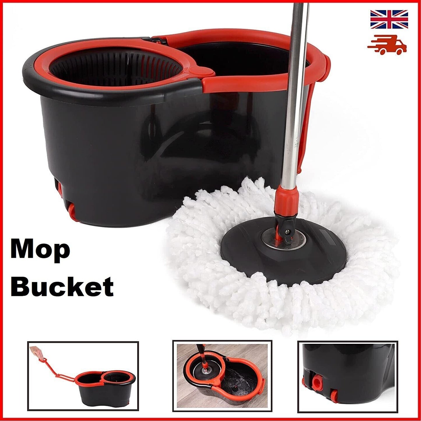 Spin Mop And Bucket Set Floor Cleaning Mopping Bucket Convenient Wheels