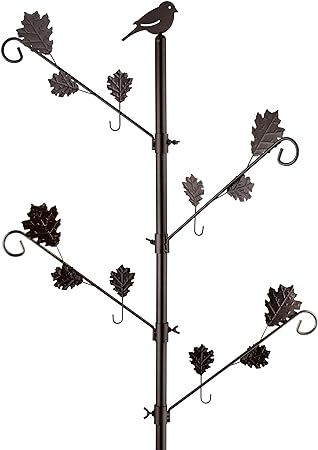 Bird Feeding Station With Leaves Branches Adjustable Pole  outdoor Garden Decor