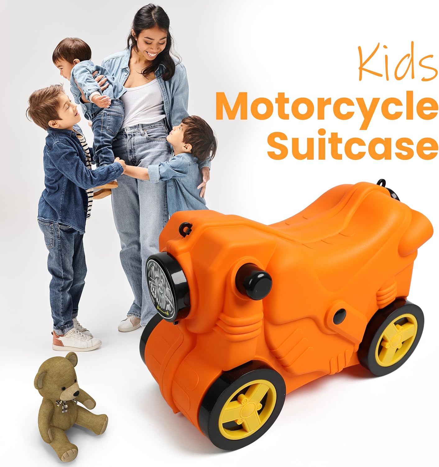 Kids Suitcase with Wheels Ride On Hand Luggage Cabin Trolley Travel Bags