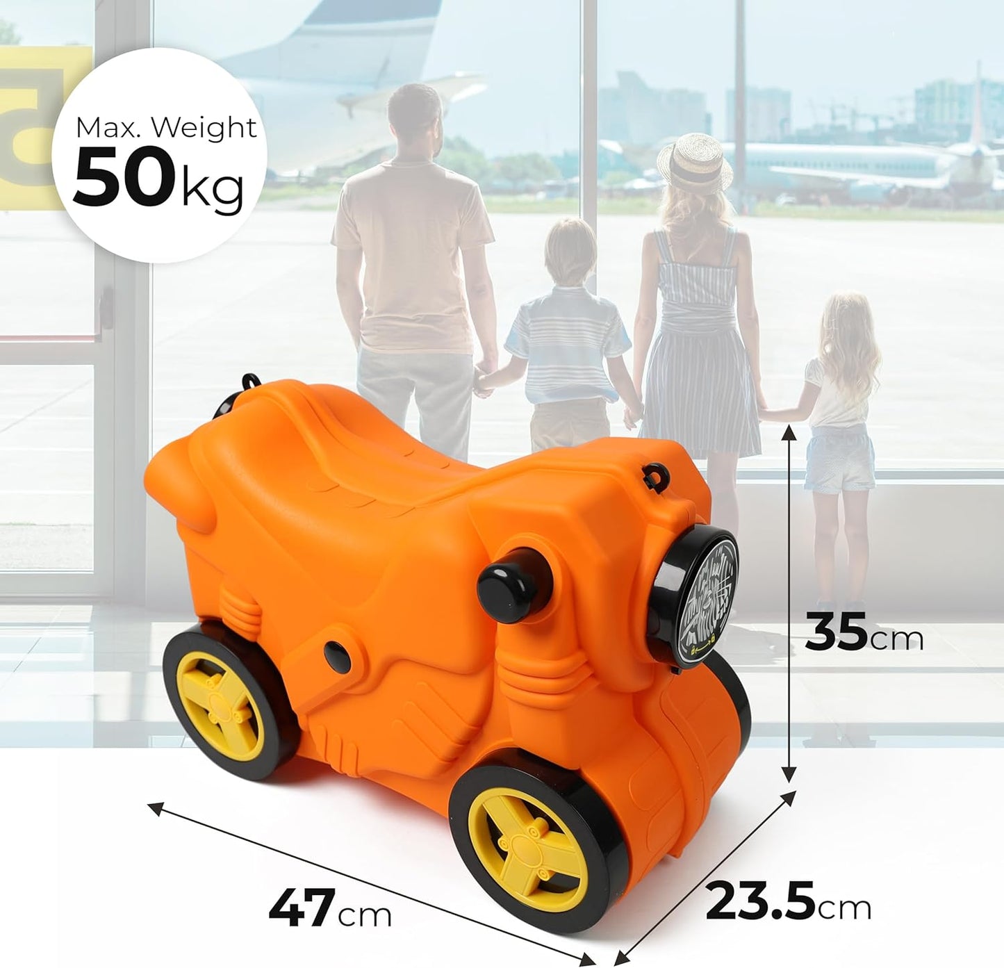 Kids Suitcase with Wheels Ride On Hand Luggage Cabin Trolley Travel Bags