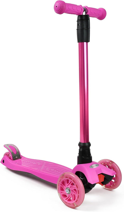 Scooter For Kids 3 Wheel Scooter For Girls & Boys, Kick Scooter With 4 Adjustable Height, Lean To Steer, Light Up Wheels Push Scooter For Children