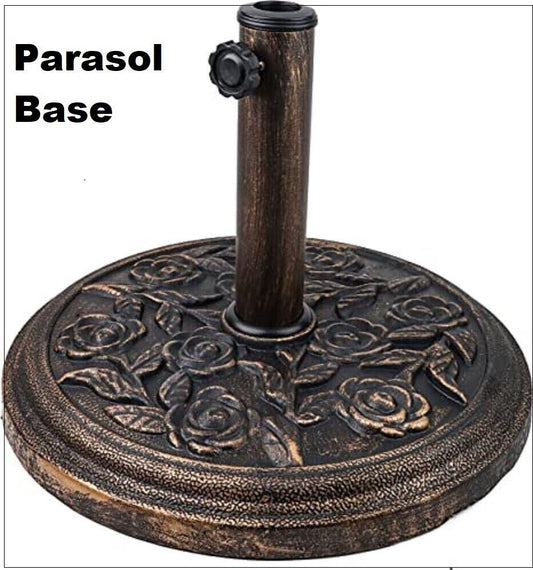 DIVCHI 9KG Parasol Base with Floral Design Cast Iron Effect - Suitable for Patio