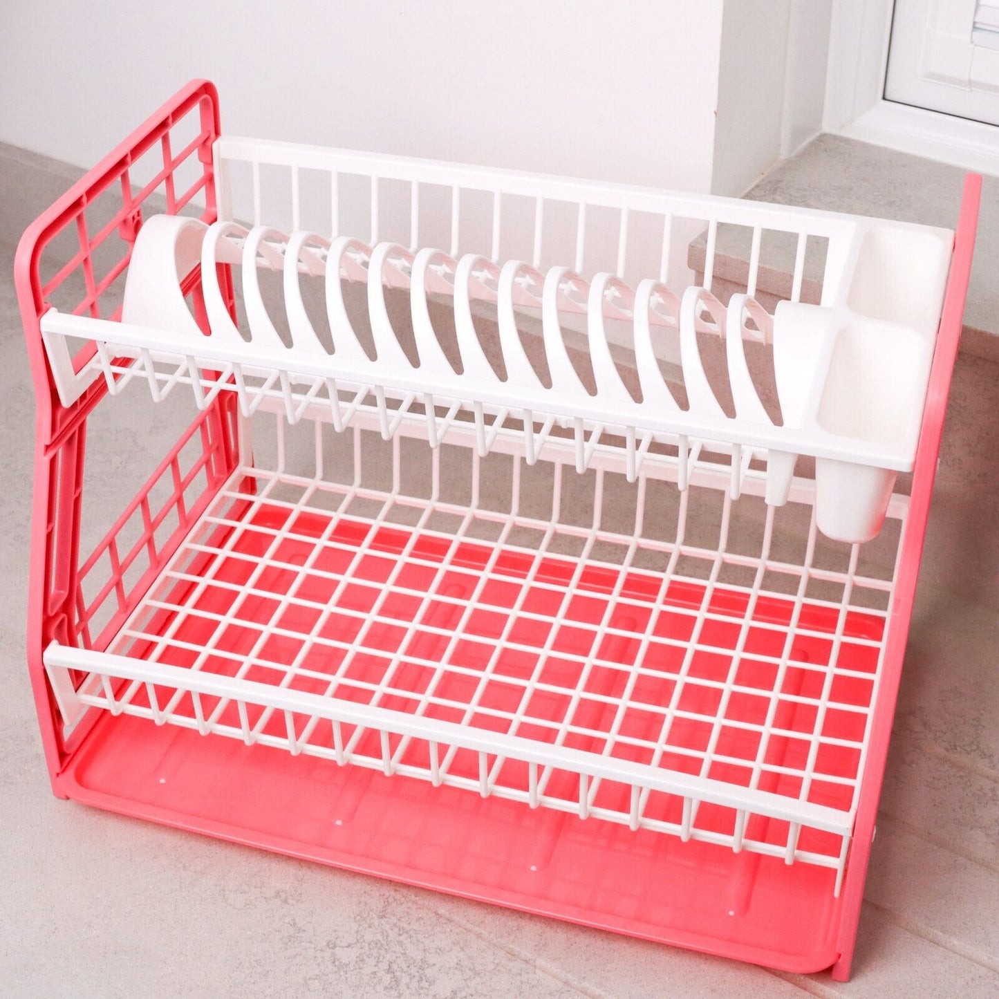 2-Tier Dish Drying Rack Large Capacity Drainer, Utensil Holder, Drain board