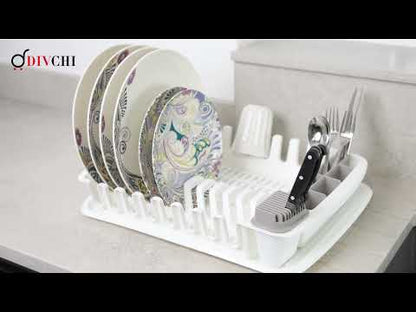 Plastic Dish Drying Rack Sink Drainer Cutlery Cup Utensil Holder For Kitchen