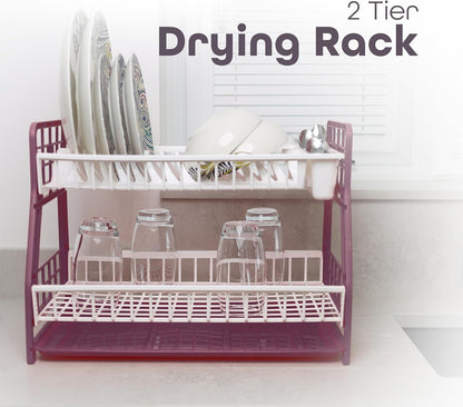 2-Tier Dish Drying Rack Large Capacity Drainer, Utensil Holder, Drain board