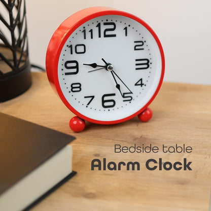 Non-Ticking Table Clock With Large Display Battery Powered For Heavy Sleepers