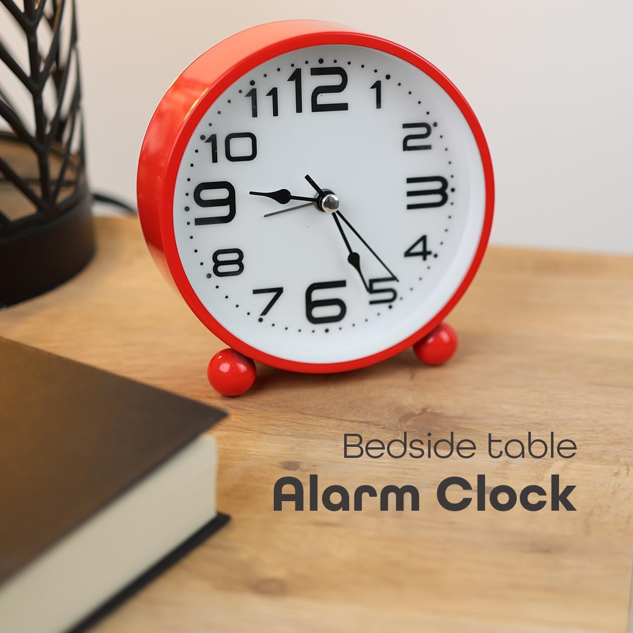 Non-Ticking Table Clock With Large Display Battery Powered For Heavy Sleepers