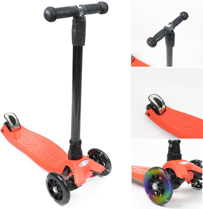 Scooter For Kids 3 Wheel Scooter For Girls & Boys, Kick Scooter With 4 Adjustable Height, Lean To Steer, Light Up Wheels Push Scooter For Children