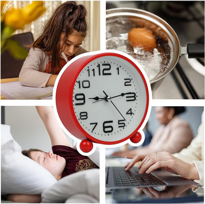 Non-Ticking Table Clock With Large Display Battery Powered For Heavy Sleepers