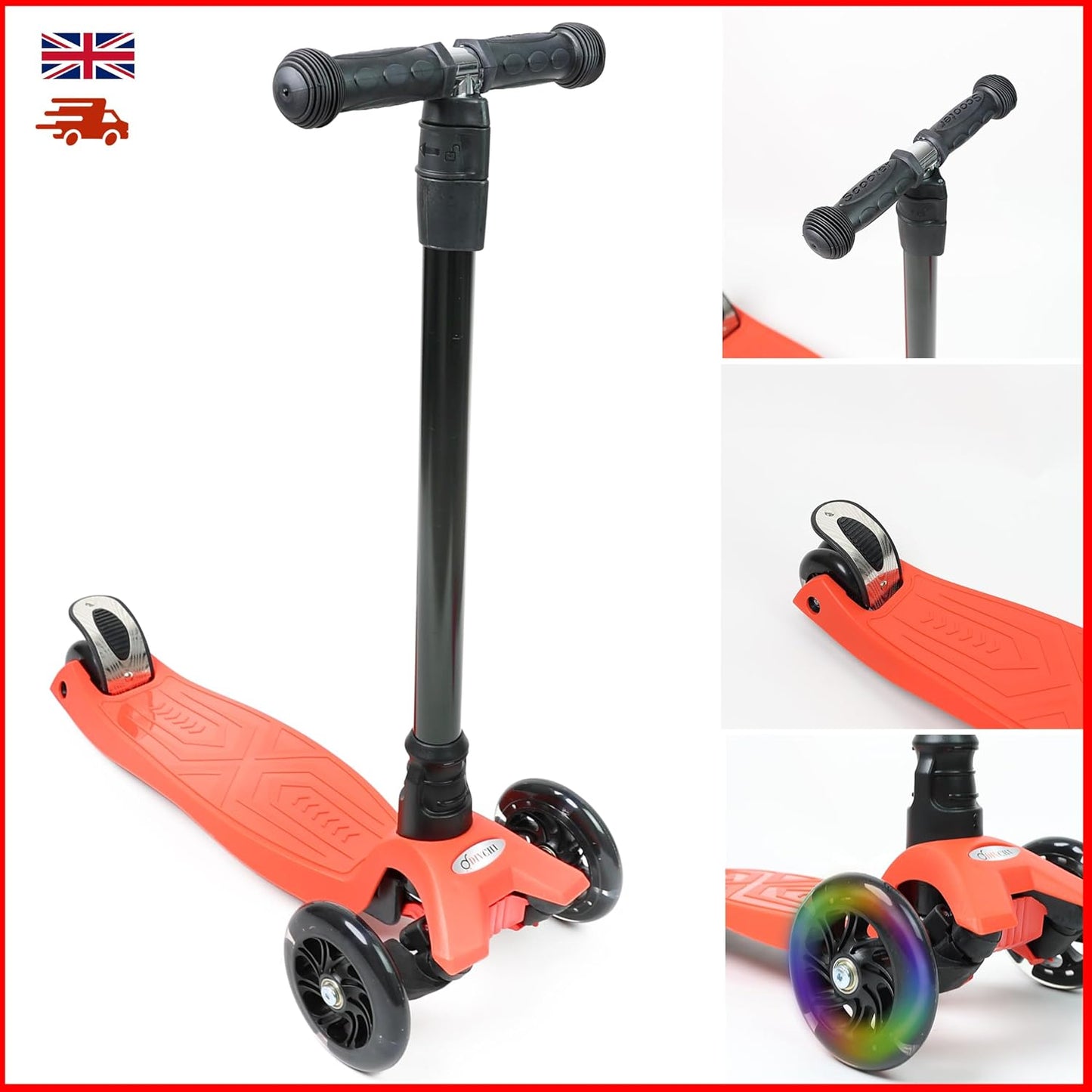 Scooter For Kids 3 Wheel Scooter For Girls & Boys, Kick Scooter With 4 Adjustable Height, Lean To Steer, Light Up Wheels Push Scooter For Children