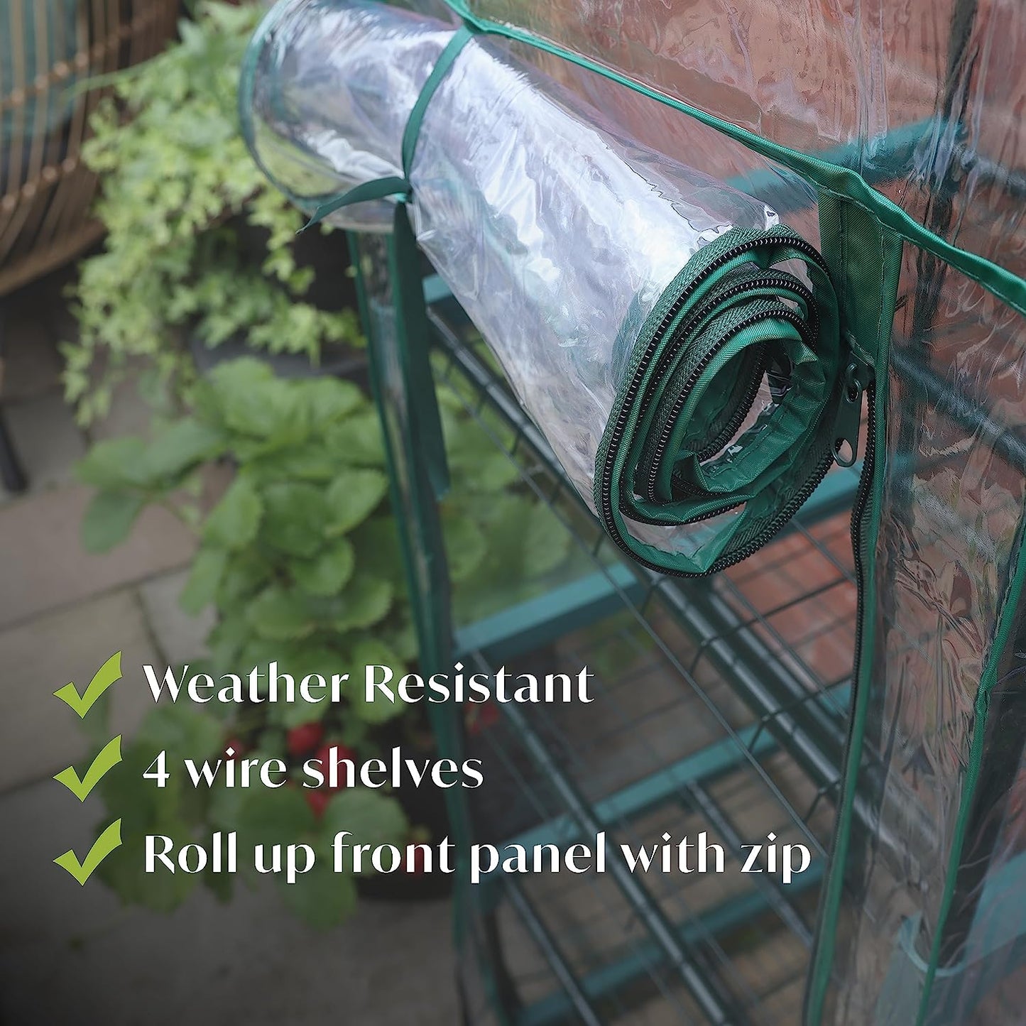 DIVCHI 4 Tier Greenhouse Durable Steel Frame Clear PVC Cover for Growing Plants