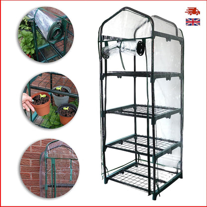 DIVCHI 4 Tier Greenhouse Durable Steel Frame Clear PVC Cover for Growing Plants