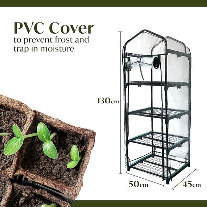 DIVCHI 4 Tier Greenhouse Durable Steel Frame Clear PVC Cover for Growing Plants