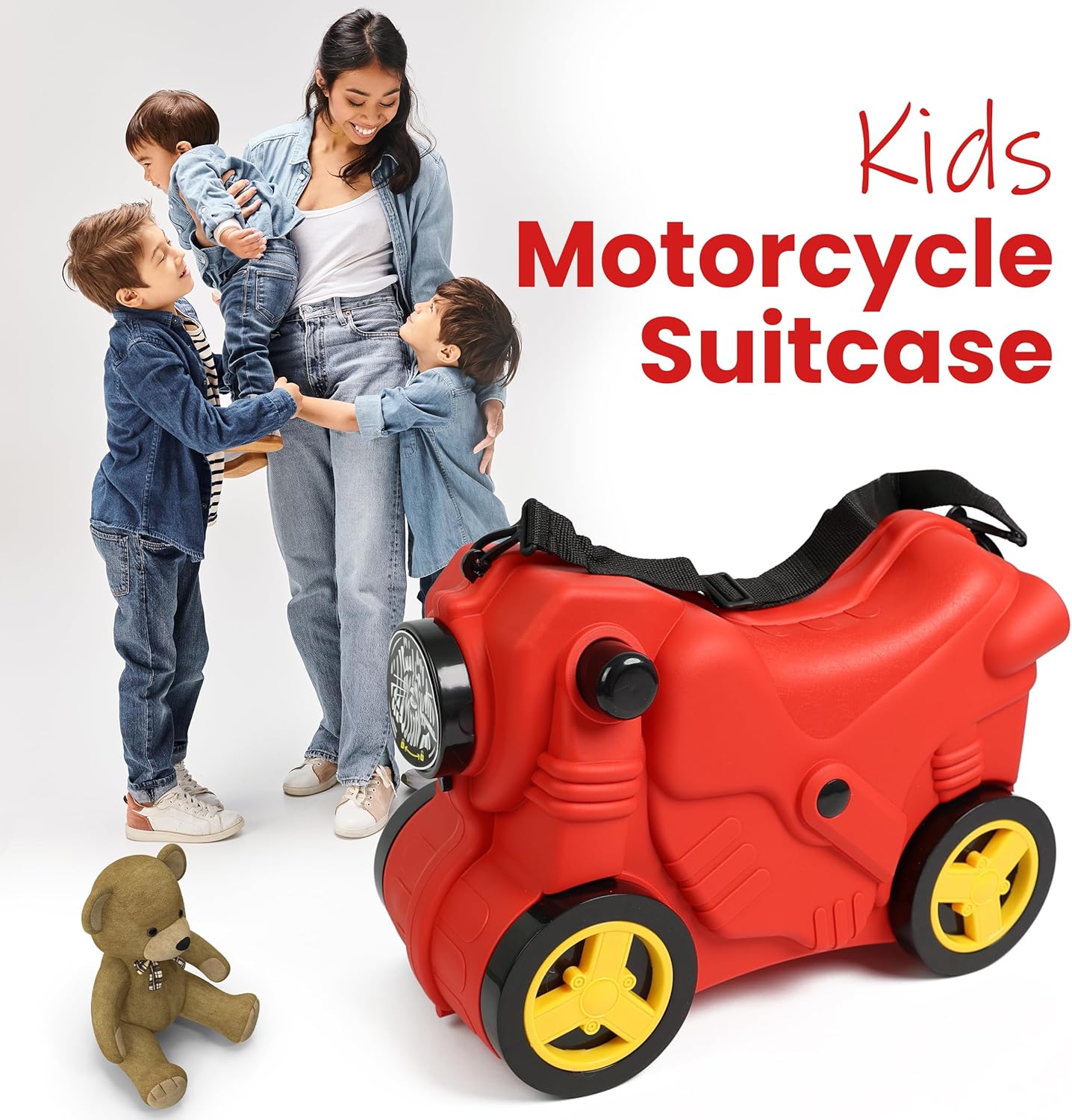 Kids Suitcase with Wheels Ride On Hand Luggage Cabin Trolley Travel Bags