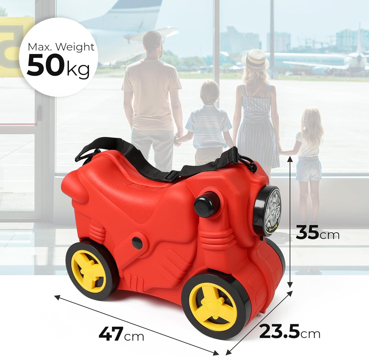 Kids Suitcase with Wheels Ride On Hand Luggage Cabin Trolley Travel Bags