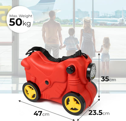 Kids Suitcase with Wheels Ride On Hand Luggage Cabin Trolley Travel Bags