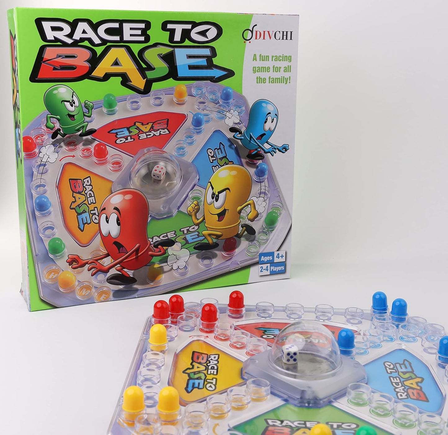 Race To Base Board Game for kids - Racing and Chasing to Base Game Kids Children Race to Base Pop a Dice Board Game Great Family Friends Frustration Party Game Ludo