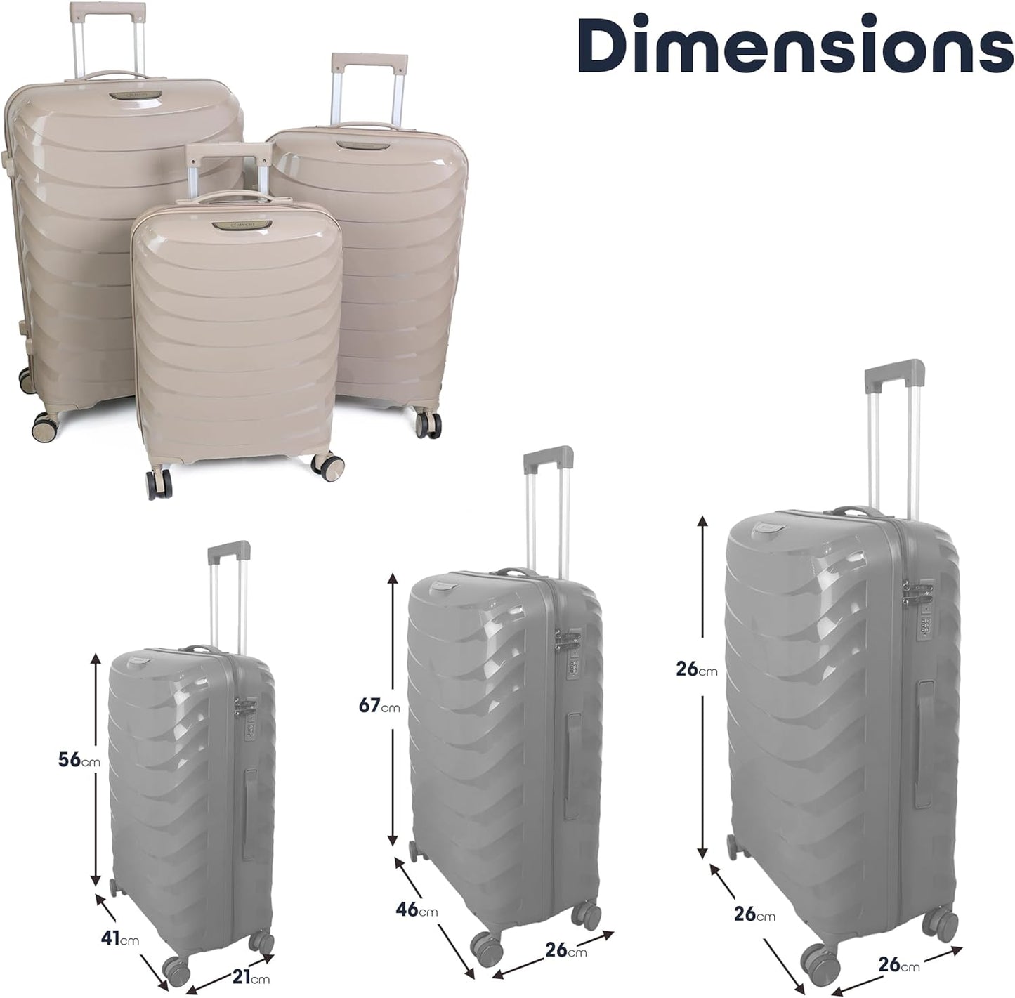 DIVCHI Luggage Sets 3 Piece Hard Shell Expandable Suitcases Lightweight Travel Trolley Suitcase with Spinner Wheels TSA Lock Telescopic Handle