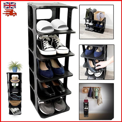 Shoe Rack 5 Tier Vertical Holder Stand Space-Saving Narrow Footwear Organiser Shelves