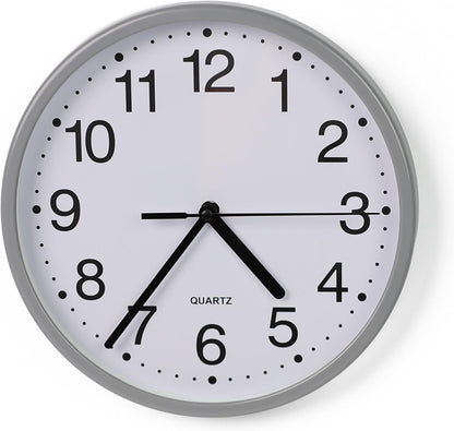 Wall Clock Silent & Non- Ticking w/ Modern Battery Operated Digital Quiet Sweep