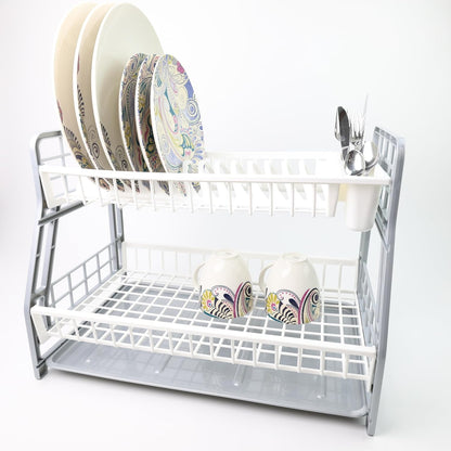 2-Tier Dish Drying Rack Large Capacity Drainer, Utensil Holder, Drain board