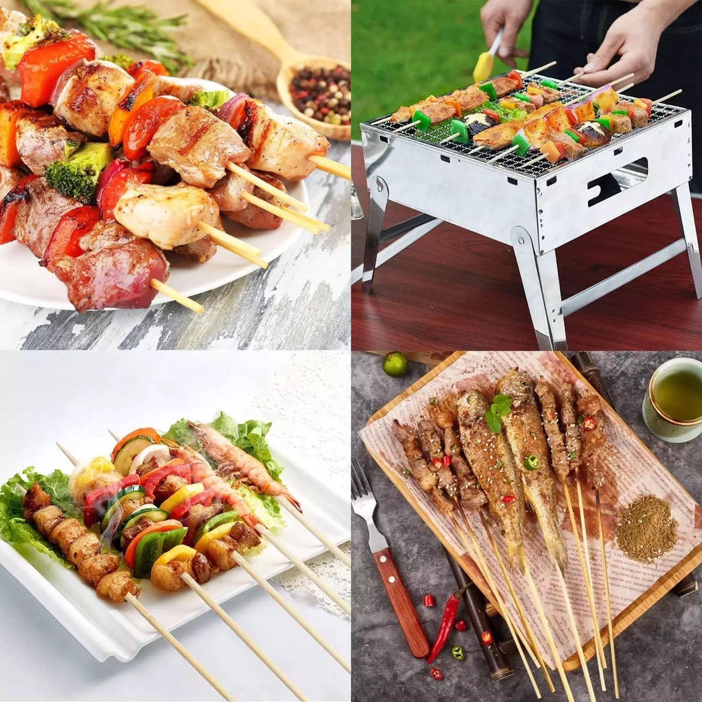 200 Bamboo Skewers 30cm 12" Perfect for BBQ Kebab Fruits Grill Food Sticks