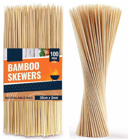 200 Bamboo Skewers 30cm 12" Perfect for BBQ Kebab Fruits Grill Food Sticks