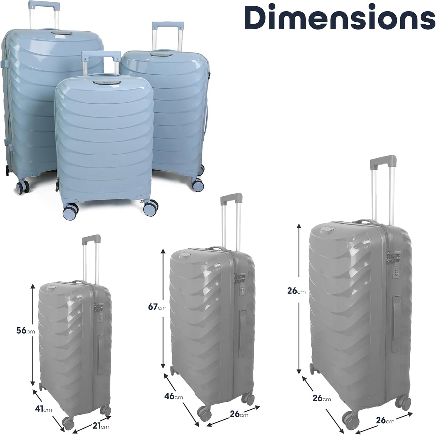 DIVCHI Luggage Sets 3 Piece Hard Shell Expandable Suitcases Lightweight Travel Trolley Suitcase with Spinner Wheels TSA Lock Telescopic Handle