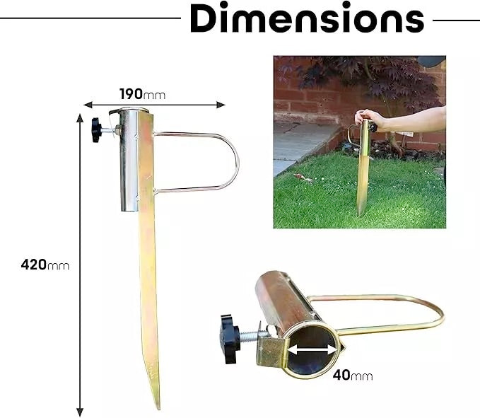 Soil Spike Copper Rotary Ground Parasol Stand Perfect Outdoor Base for Garden