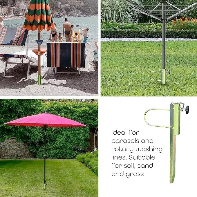 Soil Spike Copper Rotary Ground Parasol Stand Perfect Outdoor Base for Garden