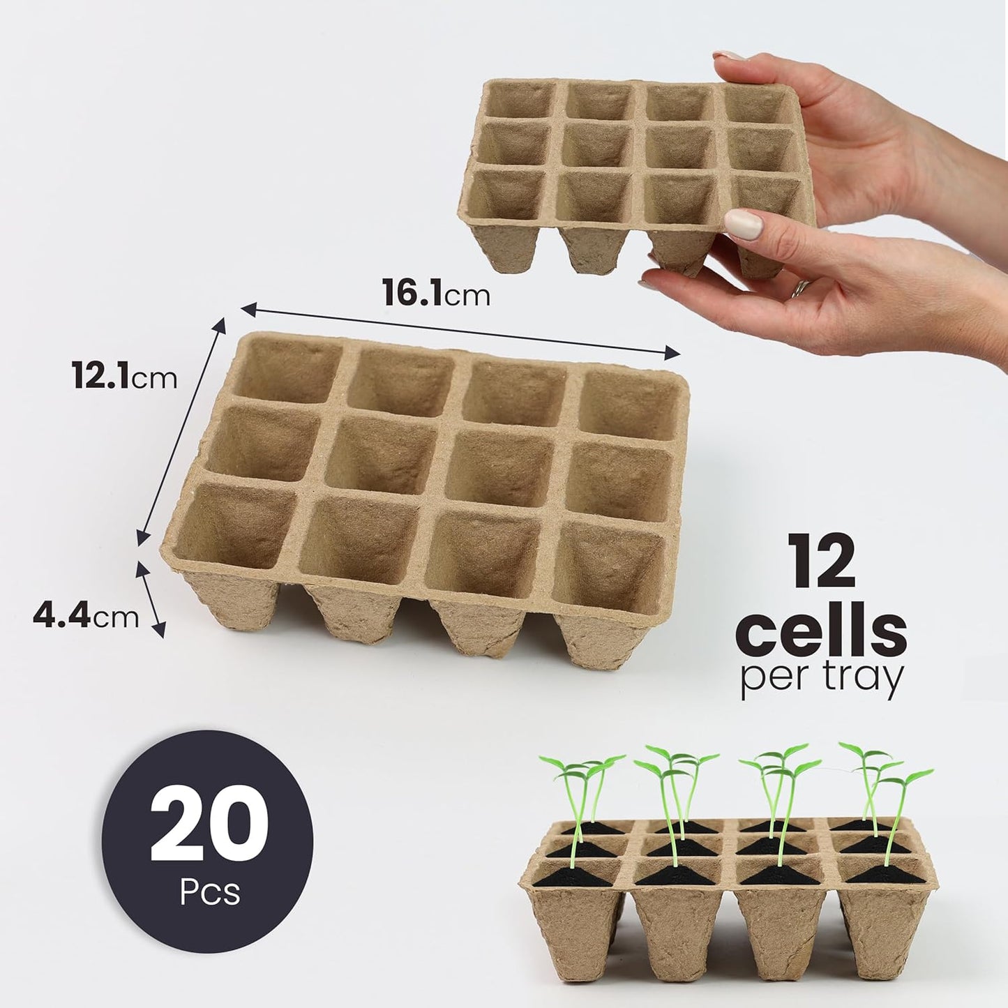 DIVCHI Seedling Trays Seed Trays Biodegradable Seedling Pots And Trays Plant Pots Seedling Germination Trays Planting Tray Kit For Indoor Outdoor