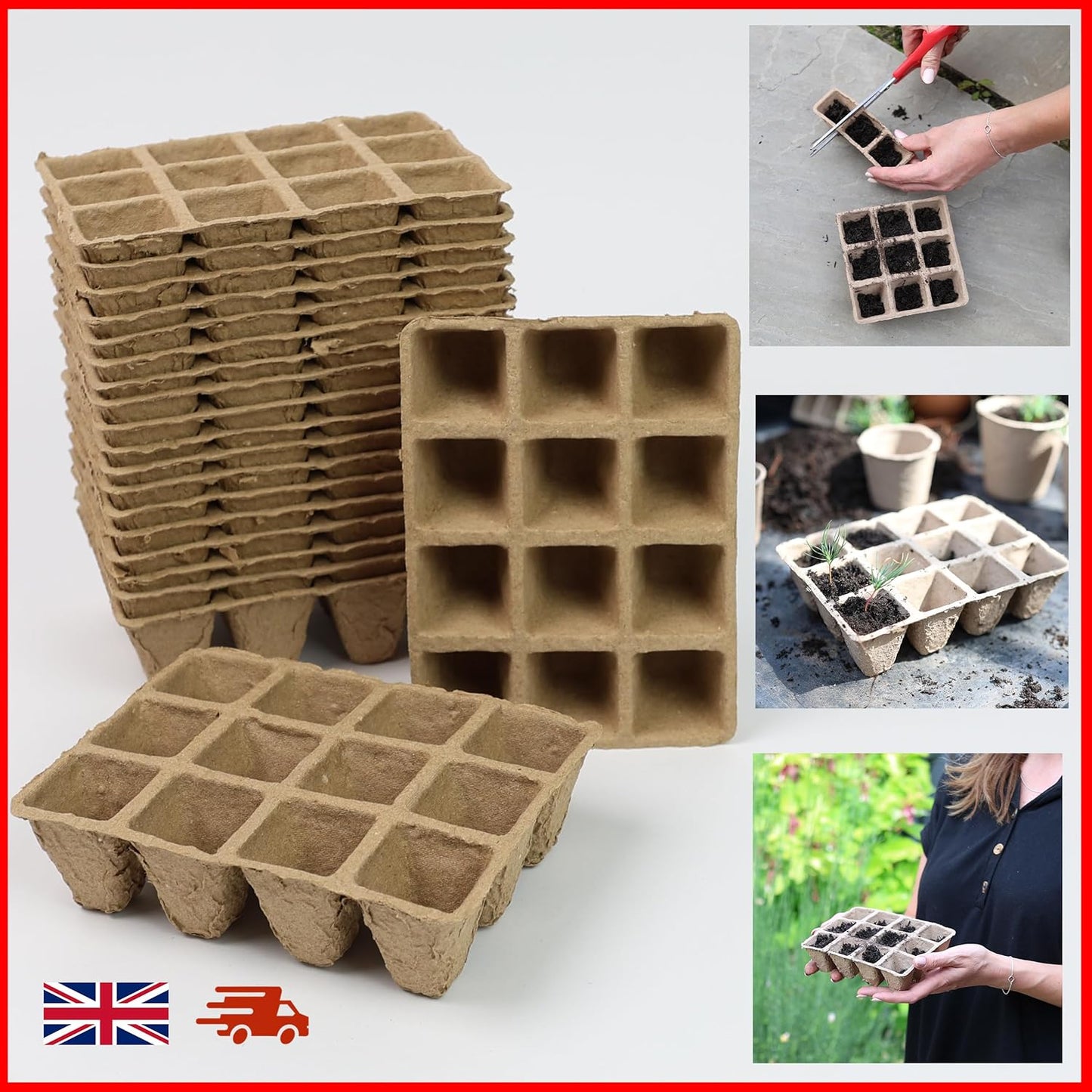 DIVCHI Seedling Trays Seed Trays Biodegradable Seedling Pots And Trays Plant Pots Seedling Germination Trays Planting Tray Kit For Indoor Outdoor