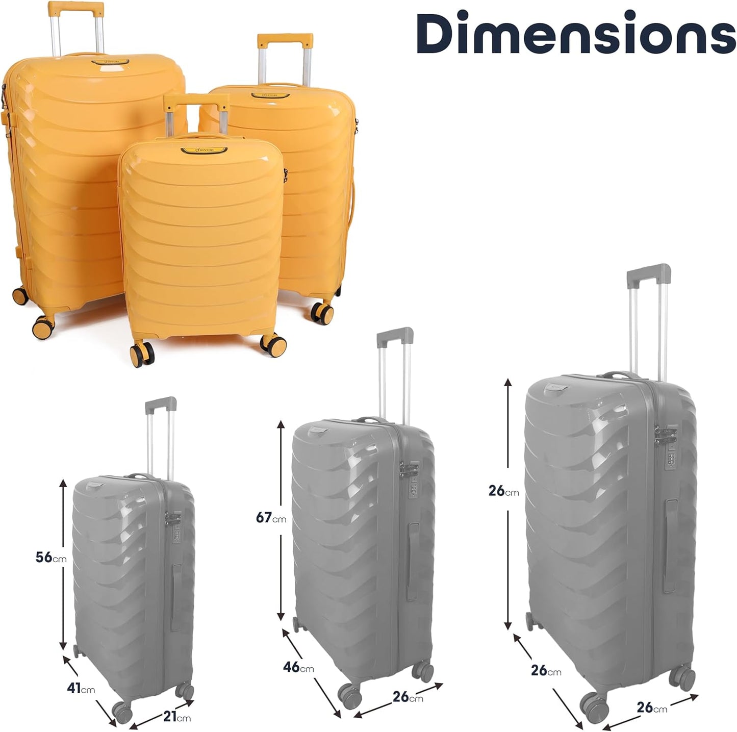 DIVCHI Luggage Sets 3 Piece Hard Shell Expandable Suitcases Lightweight Travel Trolley Suitcase with Spinner Wheels TSA Lock Telescopic Handle