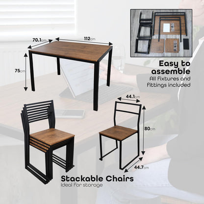 5 Piece Dining Room Set Modern Dining Table And Chairs Set Of 4 Breakfast Bar Table And Chairs With Metal Legs And Shelf Storage For Kitchen