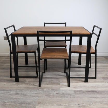 5 Piece Dining Room Set Modern Dining Table And Chairs Set Of 4 Breakfast Bar Table And Chairs With Metal Legs And Shelf Storage For Kitchen