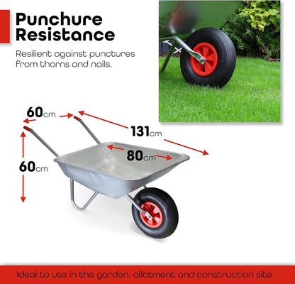 DIVCHI Wheelbarrow Stainless Steel Galvanised Home Garden Trolley with Pneumatic Tyre Heavy Duty Hand Cart Visit the DIVCHI Store