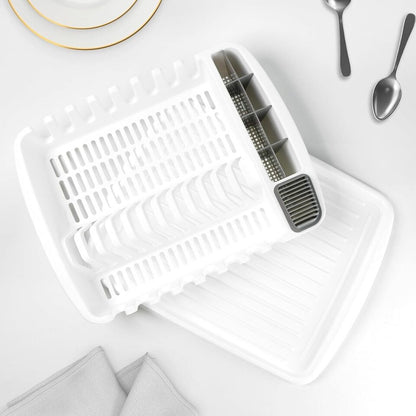 Plastic Dish Drying Rack Sink Drainer Cutlery Cup Utensil Holder For Kitchen