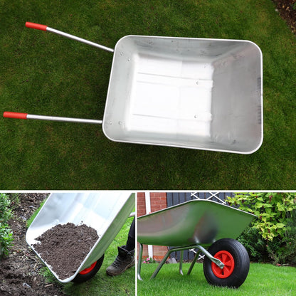 DIVCHI Wheelbarrow Stainless Steel Galvanised Home Garden Trolley with Pneumatic Tyre Heavy Duty Hand Cart Visit the DIVCHI Store