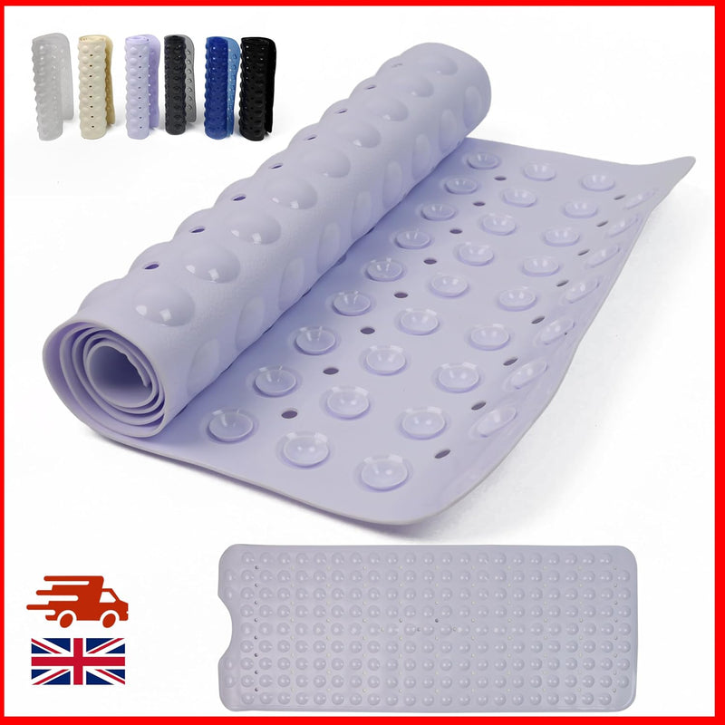 100 x 40 cm Shower Bath Mat Non Slip Anti Mould & Mildew With Strong Suction Cups Grip And Drain Holes