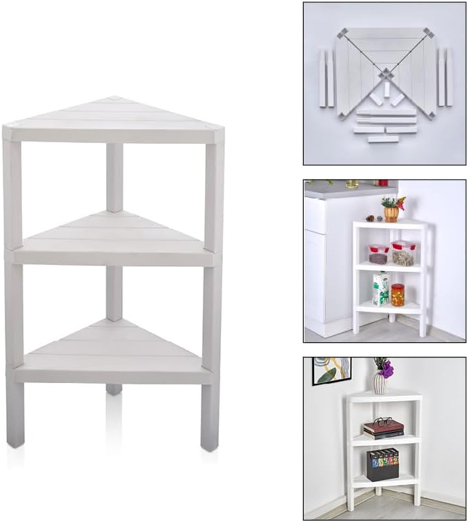 Corner Shelf Triangle Space-Saving Freestanding Shelving Unit Living Room Organiser Bookshelf