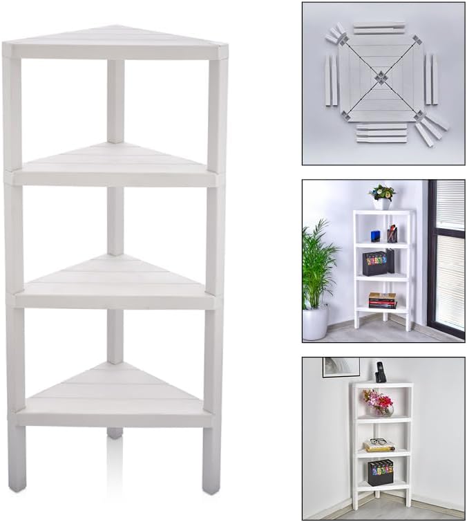 Corner Shelf Triangle Space-Saving Freestanding Shelving Unit Living Room Organiser Bookshelf