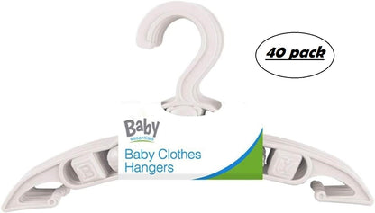 40 Pack Children's White Hangers Plastic Non Slip Tubular Kids Cloth Hangers