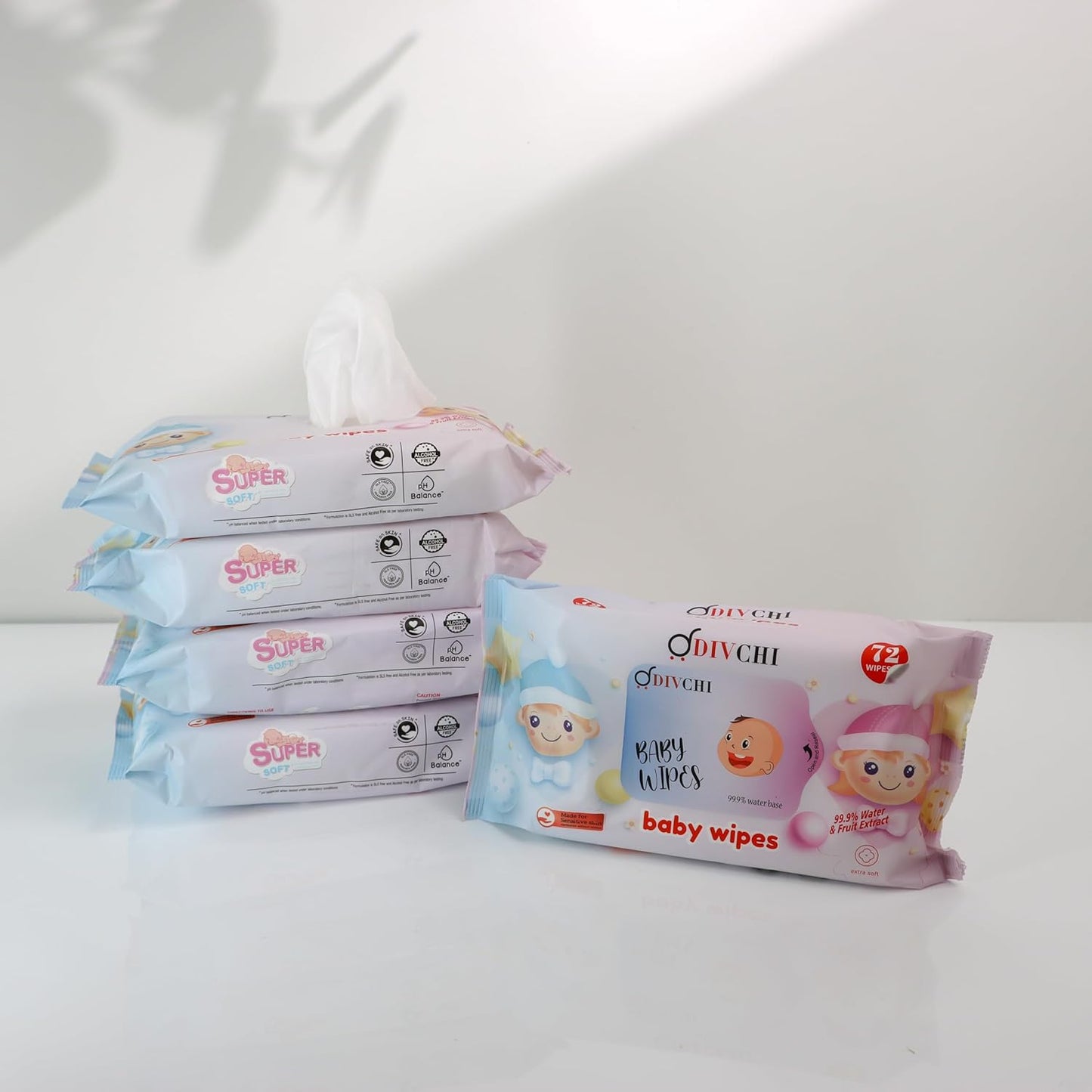 Baby Wipes Multipack | 360 Wipes (5 Packs of 72 each) | 99.9% Super Soft Wipes