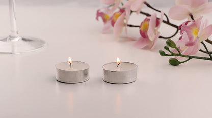 Tea Light Candles White Unscented Wax 4 Hour Burn Time Ideal for Wedding Birthday Party Home Decoration Wax Burners