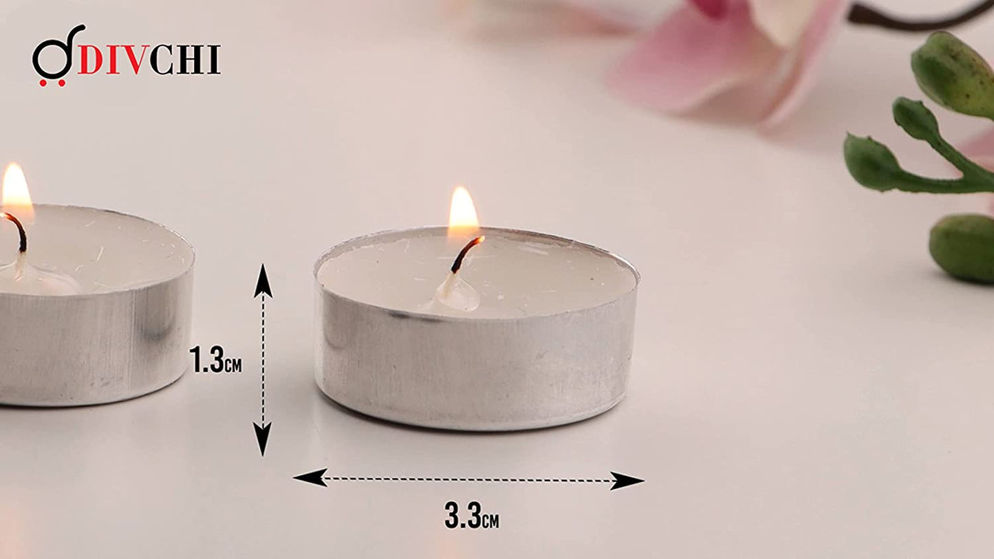 Tea Light Candles White Unscented Wax 4 Hour Burn Time Ideal for Wedding Birthday Party Home Decoration Wax Burners