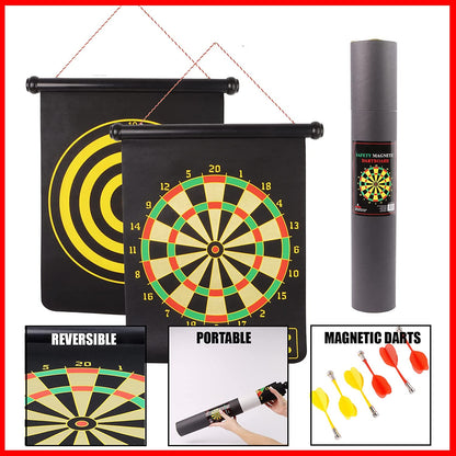 DIVCHI 43 CM Magnetic Dart Board Set, Safe Dart Game for Kids, Best Boy Toys Gift Indoor Outdoor Game with Darts, Double Sided Large Size Dartboard