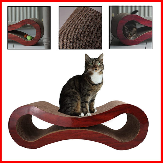 DIVCHI Cat Scratching Post Lounge Bed, Cat Scratcher Cardboard Board Pads Catnip and Groomer Brush