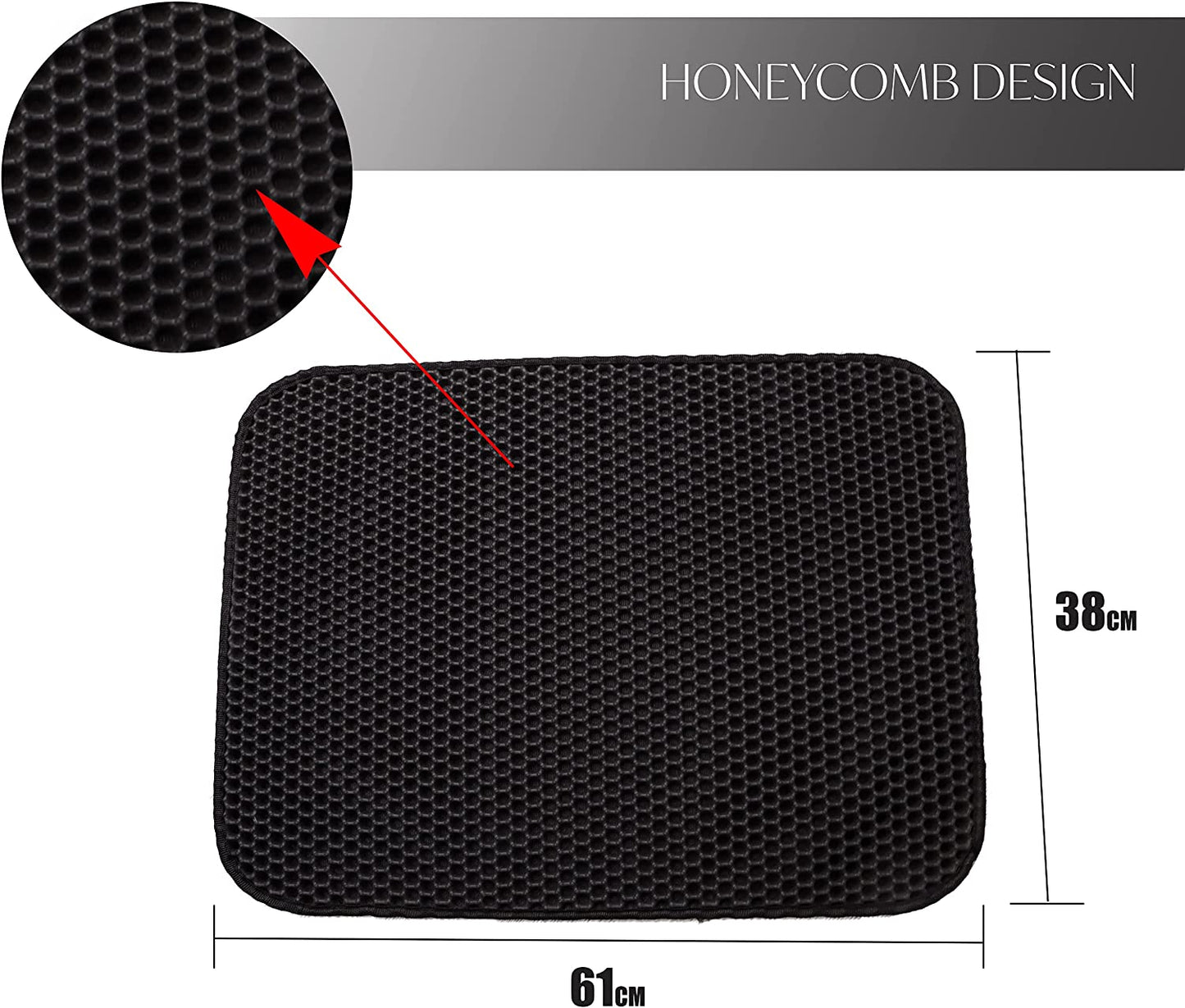 DIVCHI Cat Litter Mat Litter Trapping Mat 61x38cm, Honeycomb Double Layer Design Waterproof Urine Proof Trapper Mat for Litter Boxes, Easy Clean Scatter Control