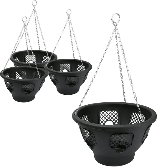 BLACK HANGING BASKETS FOR PLANTS FLOWERS GARDEN OUTDOOR HANGING 12 INCH